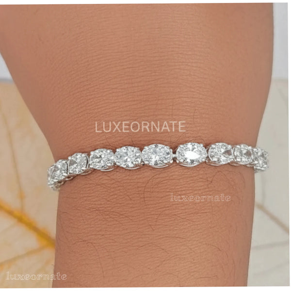 oval cut lab grown diamond tennis bracelet, sustainable ethical lab diamond jewelry