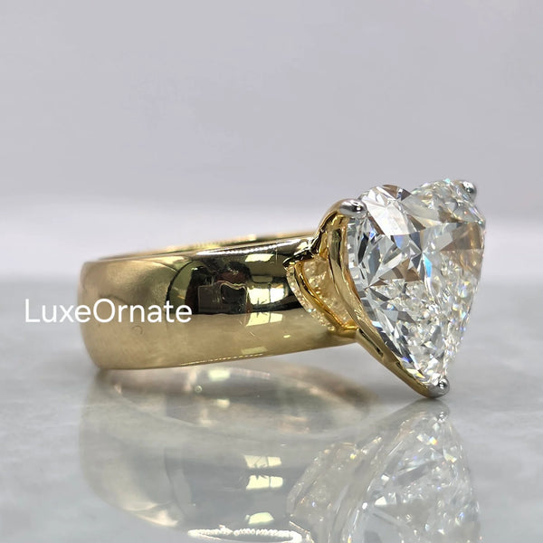 heart shape diamond ring 14kt yellow gold, Daily wear ring, luxury engagement ring