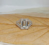 Emerald Cut Diamond Halo Split Shank Engagement Ring