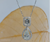 Elegant Halo Diamond Double Drop pendant Necklace