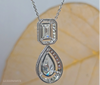 Elegant Halo Diamond Double Drop pendant Necklace