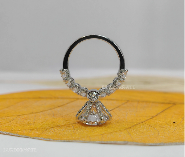 Round Brilliant Solitaire Diamond Ring with Pave Band