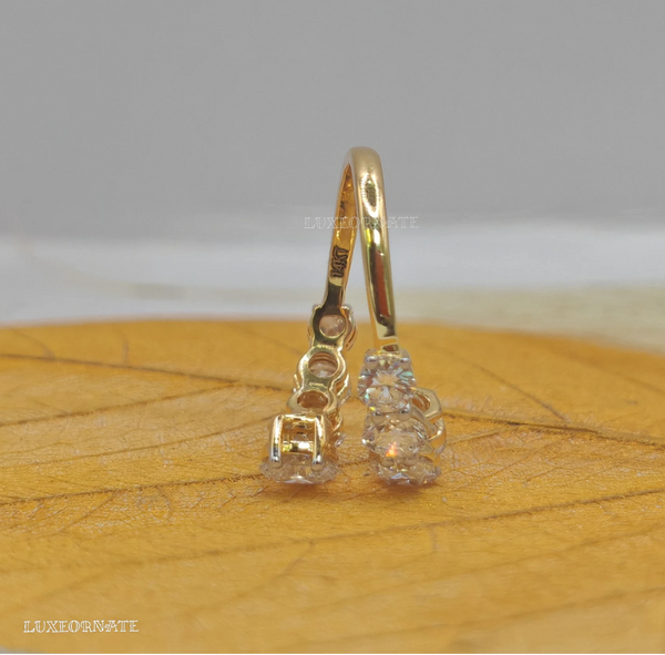 Round cut lab diamond bypass wedding band in 18k yellow gold modern bridal ring, engagement ring, diamond gold ring