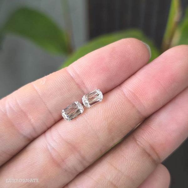 Ashoka cut diamond pair with elongated rectangular luxury shape