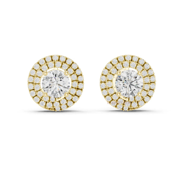Luxury round diamond double halo stud earring fine jewelry