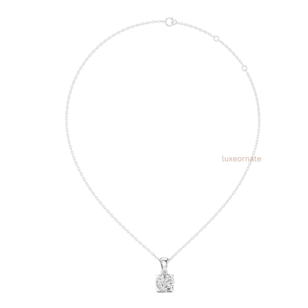 Round cut diamond pendant necklace elegant classic design