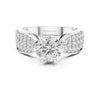 Bridal set round diamond solitaire ring with pave band. luxury jewelry