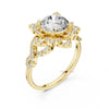 Royal bloom floral halo diamond ring in yellow gold