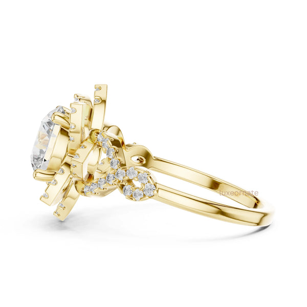 Luxury yellow gold diamond ring for party wear
