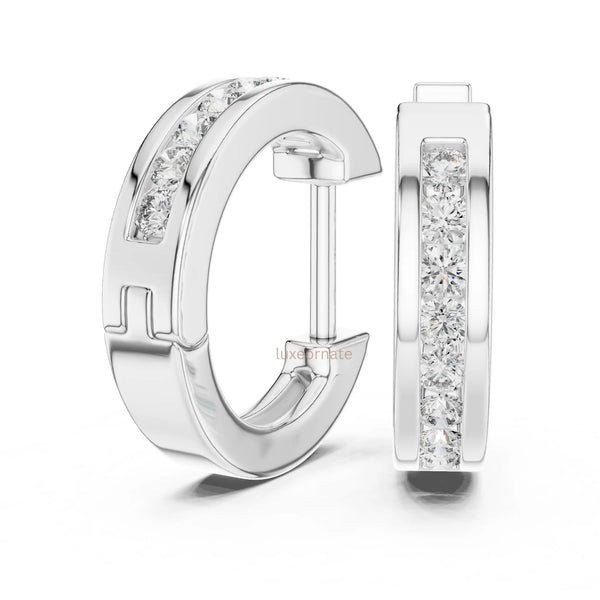Diamond Huggie Hoop Earrings