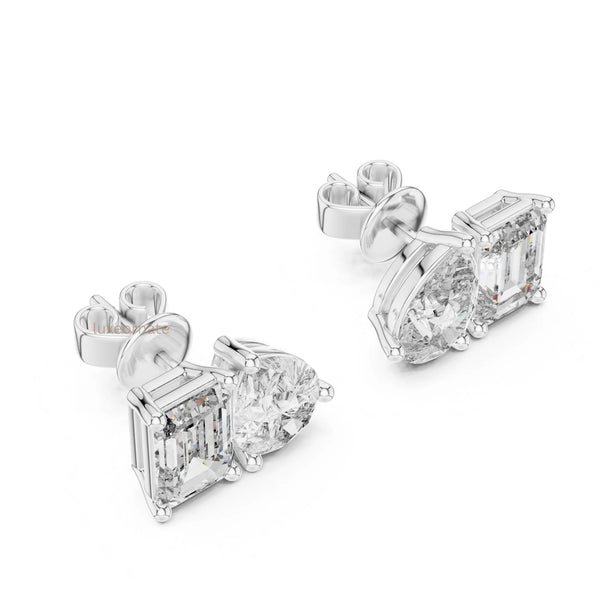 Two stone diamond stud earrings symbolic toi et moi design for women