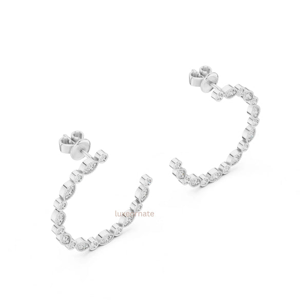 Chic half hoop earrings with sparkling lab grown diamonds