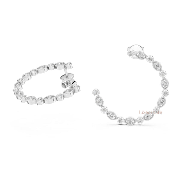 Elegant half hoop diamond earrings modern gifting jewelry 