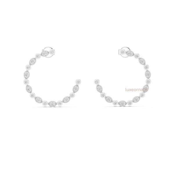 Luxury lab grown diamond half hoop earrings for everyday wear, office wear
