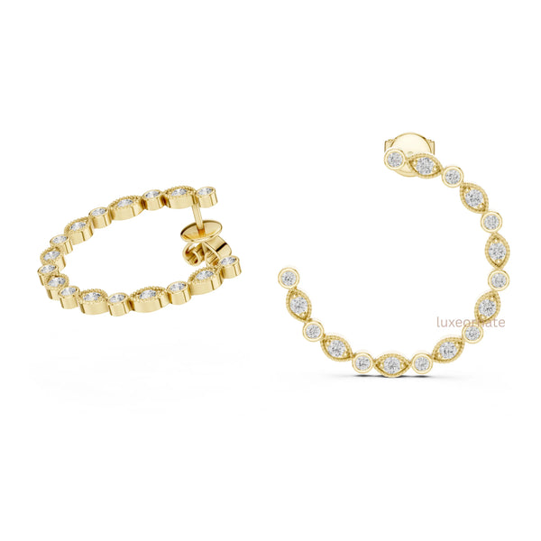 Modern half hoop diamond earrings lab grown sustainable fine jewelry