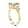 emerald cut diamond with one side two stone ring