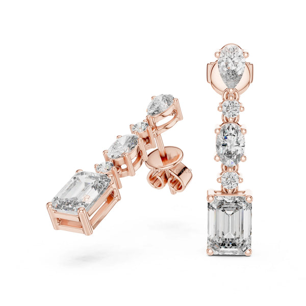 Gold diamond drop earrings with brilliant sparkle design