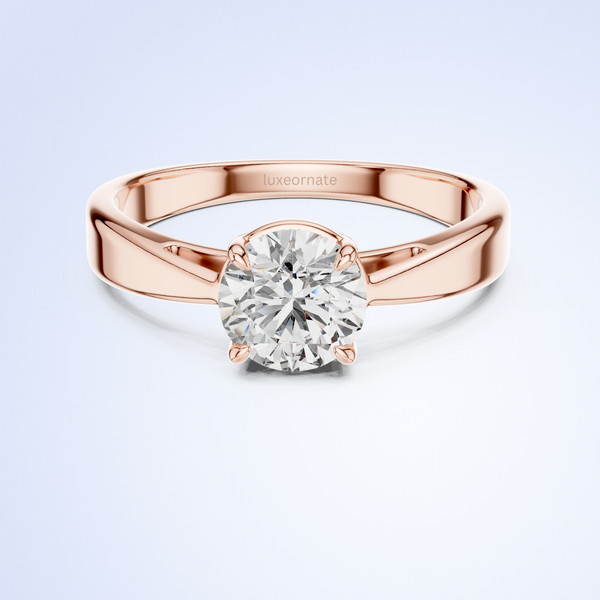Round cut lab grown diamond solitaire ring in 14K rose gold, luxury wedding ring, engagement ring 