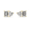Premium designer diamond stud earrings heart and emerald cut luxury style