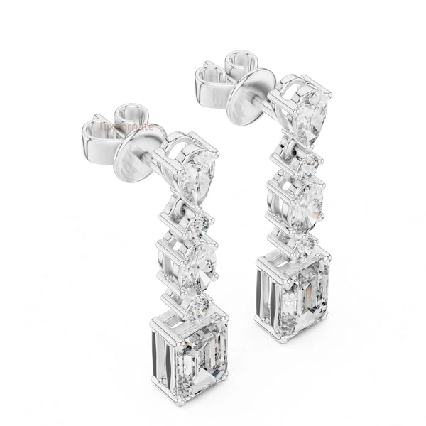 Wedding lab diamond earrings with pear, oval,roundcut and emerald cut diamonds