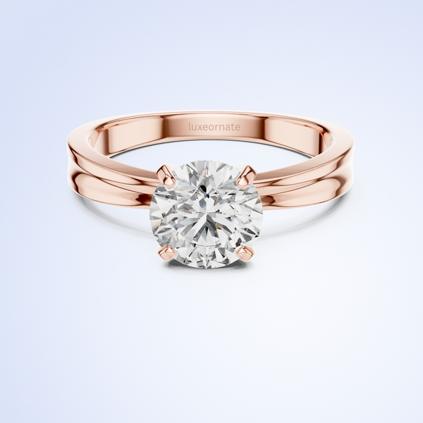 Gold lab grown diamond solitaire ring for women in rose gold gifting ring