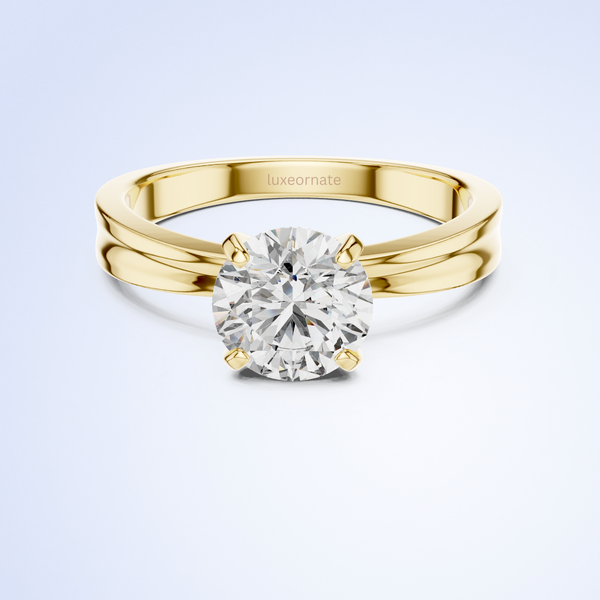 Gold lab grown diamond solitaire ring for women in yellow gold gifting ring