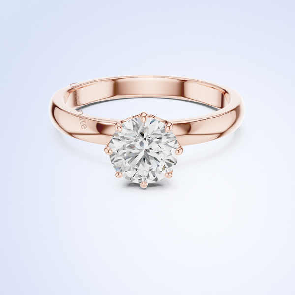 Round cut lab grown diamond solitaire ring in 14K yellow gold classic six prong setting luxury engagement ring by Luxeornate