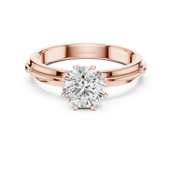 Round cut lab diamond ring side profile showing elevated gallery design