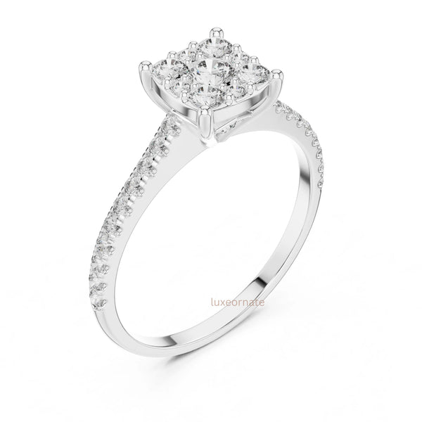 Elegant cushion cluster diamond ring for wedding and anniversary gift