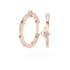 Elegant geometric diamond earrings rose gold with brilliant cut diamond centerpiece