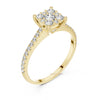 Luxury bridal diamond ring cushion style cluster center gold band