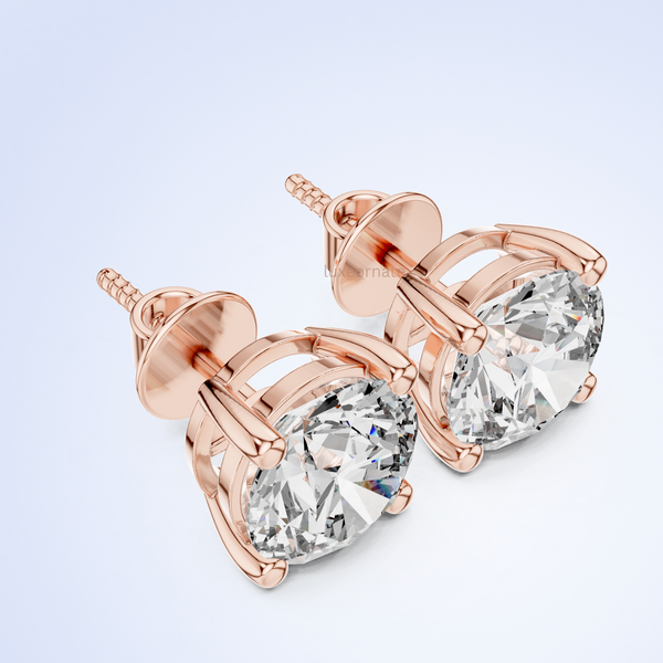 Gold lab diamond stud earrings for women in gold prong setting earrings