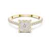 Cushion cluster lab grown diamond ring in 14k yellow gold engagement jewelry