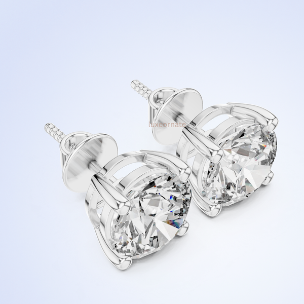 Gold lab diamond stud earrings for women in gold prong setting earrings