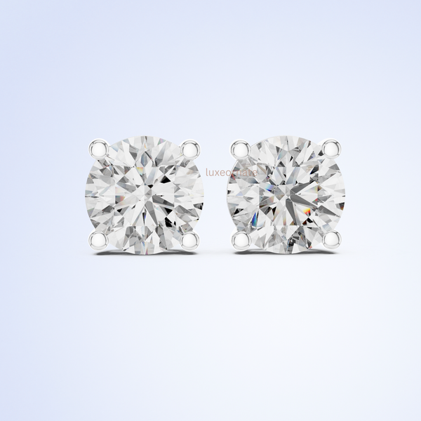 Gold lab diamond stud earrings for women in gold prong setting earrings