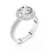 Fine jewelry lab grown diamond halo ring top view sparkle detail