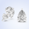 Pear cut lab grown diamond stud earrings in gold three prong setting
