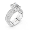 High sparkle radiant cut diamond pave ring for engagement and wedding