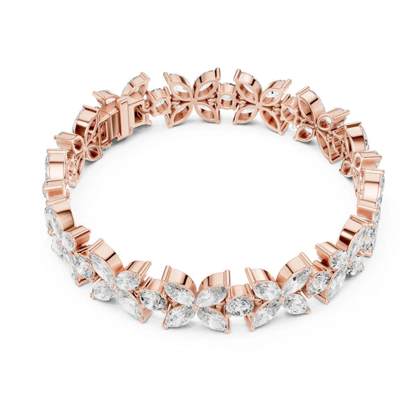 Rose gold flower design diamond bracelet bridal party jewelry