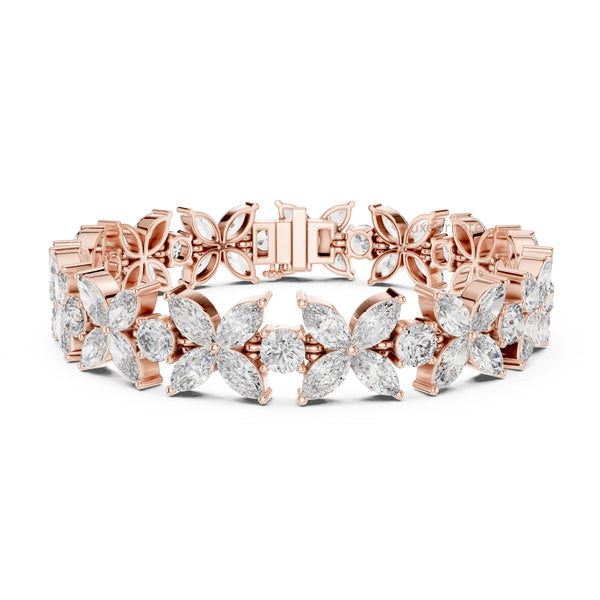 Stylish flower lab grown diamond bracelet in 14k rose gold luxury jewelry