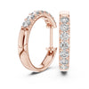 Anniversary gift round diamond huggie hoop earrings in rose gold