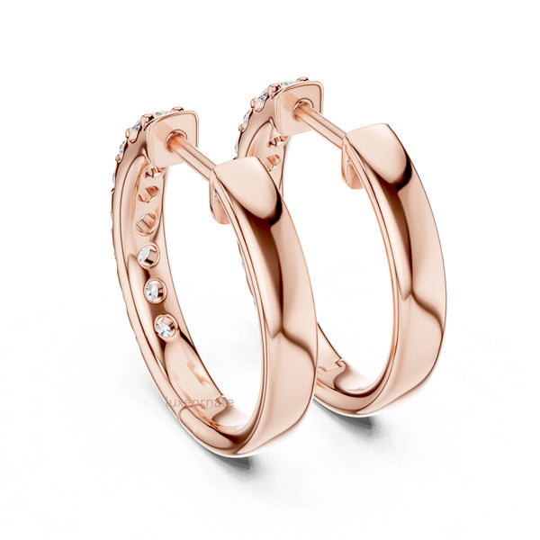 Elegant rose gold diamond hoop earrings modern minimalist style