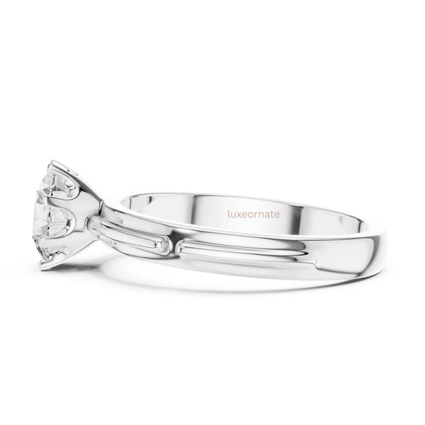Round cut lab diamond ring side profile showing elevated gallery design