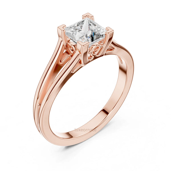 Romantic princess cut diamond ring for wedding and anniversary