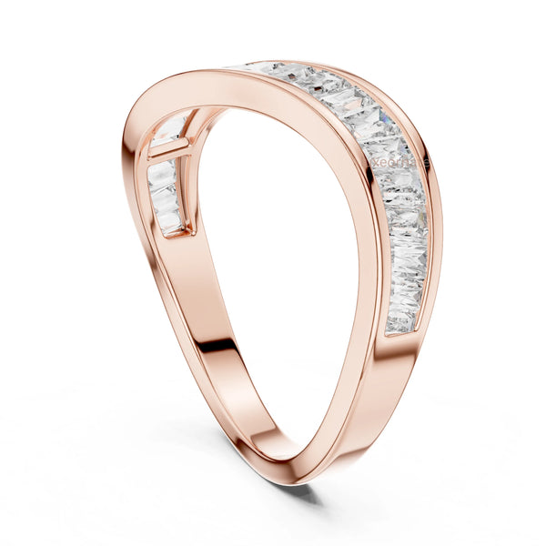 Curved Band Baguette Lab Grown Diamond Ring