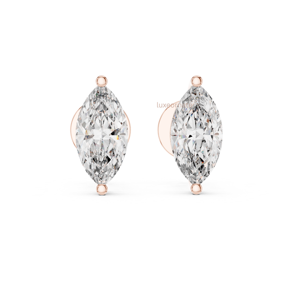 Marquise lab grown diamond stud earrings in rose gold