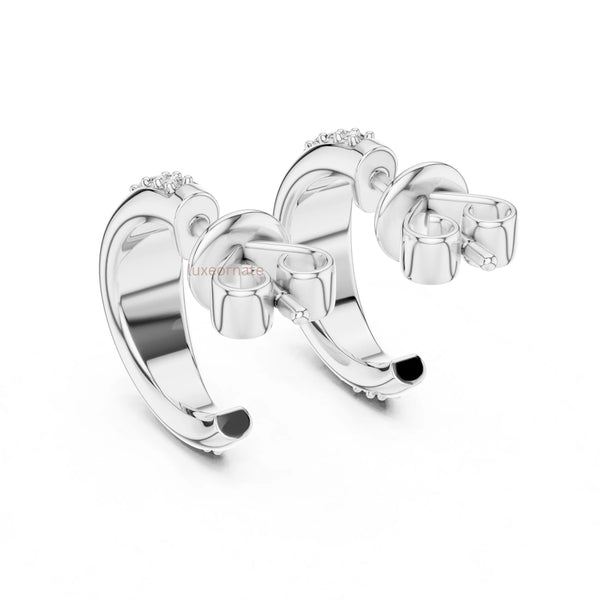 Lab grown diamond half hoop earrings contemporary design