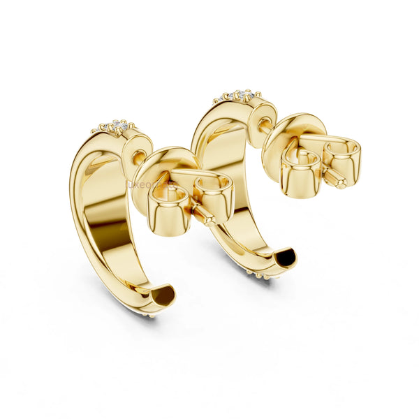 Modern diamond half hoop earrings with round cut diamonds