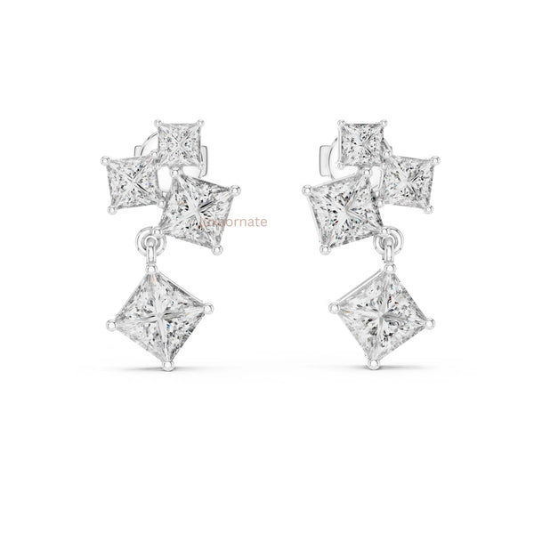 Yellow gold lab grown diamond drop earrings for women