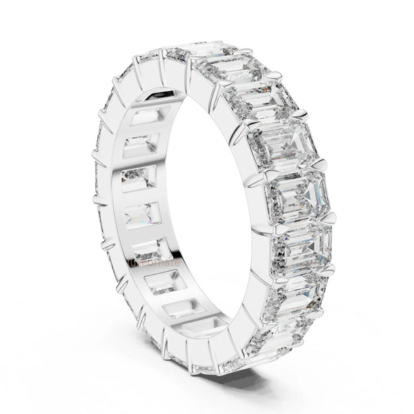 Luxury Emerald cut lab grown diamond full eternity wedding ringin 14K white gold